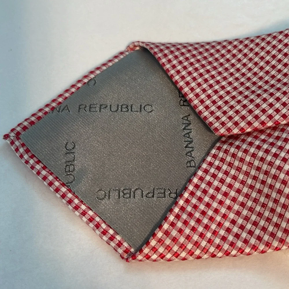 Banana Republic red and white checked tie brand new